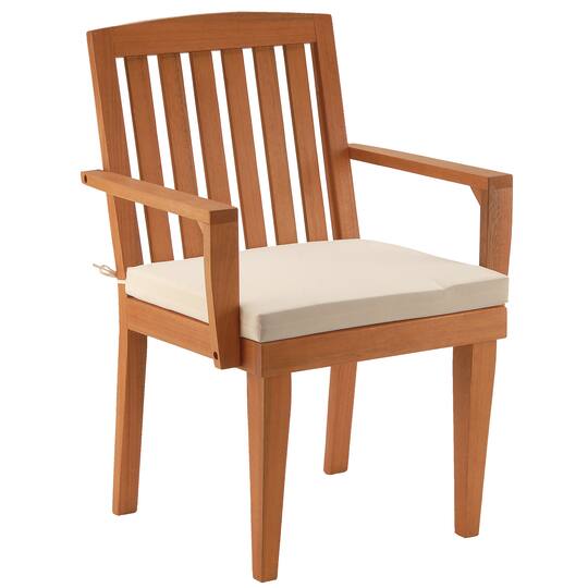 Eucalyptus Grandis Wood Dining Armchair with Beige Cushion